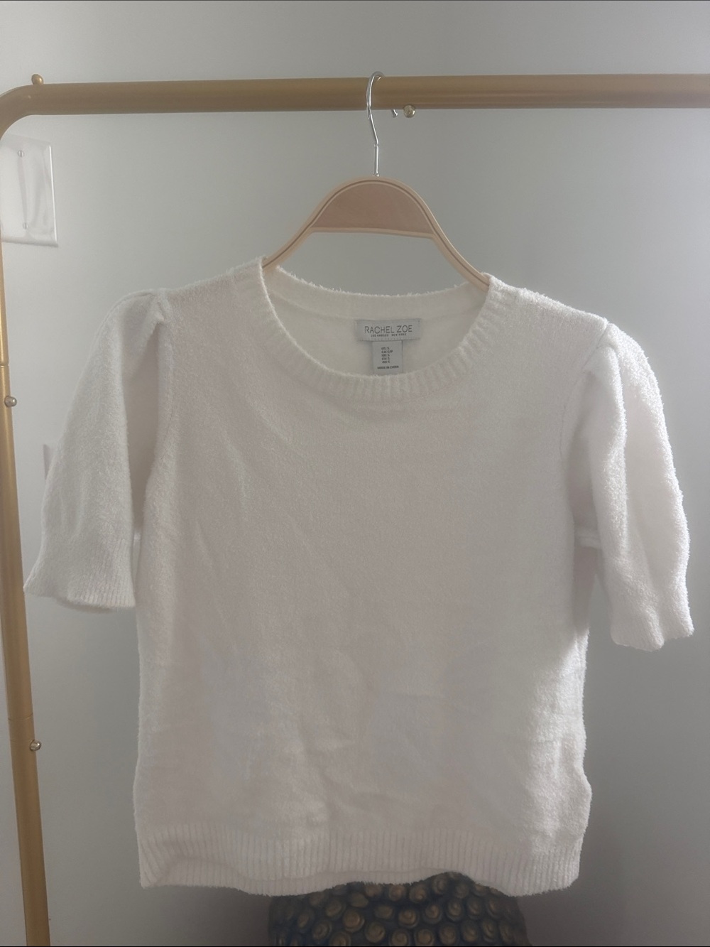 Rachel Zoe Cream Short Sleeve Knit Top